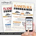 baseball fundraiser flyer with customizable colors to match any team or charity organization